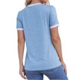 thumbnail image 3 of Langwyqu Womens Summer Casual Short Sleeve T Shirts Basic Color Block Tee, 3 of 5