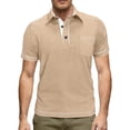 thumbnail image 5 of IWRICH Men's Polo Shirts Short Sleeve T Shirt Lightweight Casual Button up Shirts Summer Collared Tops with Pocket Beige L, 5 of 7