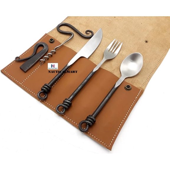 Medieval Five Piece Cutlery Set Hand Forged Dinning Cutlery Set (Design 2)