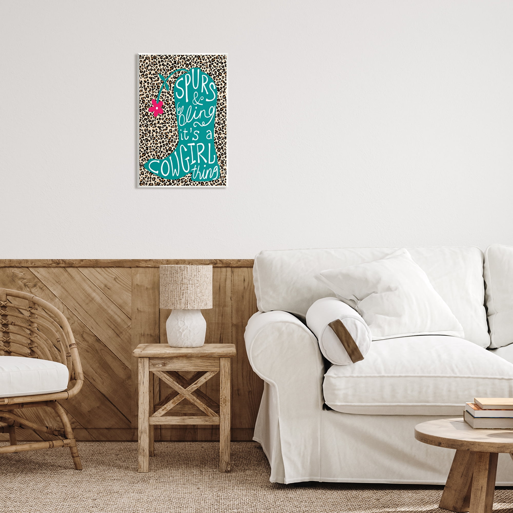 Stupell Spurs & Bling Cowgirl Thing Boot Inspirational Painting Wall Plaque Unframed Art Print Wall Art