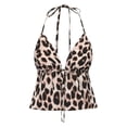 thumbnail image 3 of WEIWEN Halter Tank Tops for Women Trendy 2026 Leopard Printed Tie Front Backless Ruffle Beach Crop Going Out Tops for Women Summer Club Outfits Coffee, XL, 3 of 5