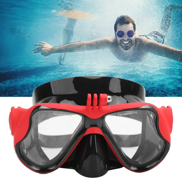 Action Camera Diving Goggles with Ultra Clear Lens Strong Construction, PC Silicone Diving Glass Dry Top Scuba Equipped with Bracket for Scuba Diving Swimming