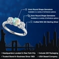 thumbnail image 2 of Gem Stone King 925 Sterling Silver Simulated White Opal and Lab Grown Diamond Engagement Ring for Women | 1.30 Cttw | Round Cabochon 6MM | Gemstone October Birthstone | Size 5, 2 of 6
