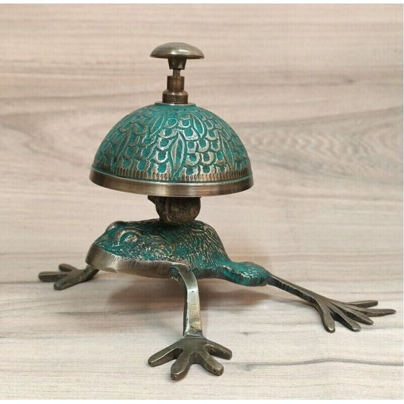 Brass Frog Ornate Bell Hotel Front Desk Bell Vintage Sale Service Counter Bell