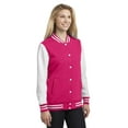 thumbnail image 4 of Sport-Tek Ladies Fleece Letterman Jacket-3XL (Pink Raspberry/ White), 4 of 6