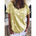thumbnail image 3 of Camiseta holgada con estampado de lunares para mujer, camisetas de manga corta con cuello en V para mujer, Tops básicos versátiles informales de moda diaria 2023, 3 of 5