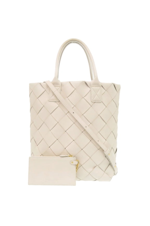 Pre-Owned Bottega Veneta 2-way Maxi Intrecciato Lambskin Ivory Tote Bag,...