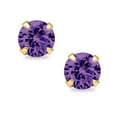 thumbnail image 1 of Precious Stars Boucles d'Oreilles en Or Jaune 14K, Pierre de Naissance de Février, Taille Ronde 6 mm, Clous de Sécurité à Vis, 1 of 2