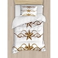 thumbnail image 3 of Primitive Country Duvet Cover Set King Size, Western Stars Scroll Design Ornate Swirls Antique Artistic Print, Decorative 3 Piece Bedding Set with 2 Pillow Shams, Brown Pale Coffee, by Ambesonne, 3 of 3