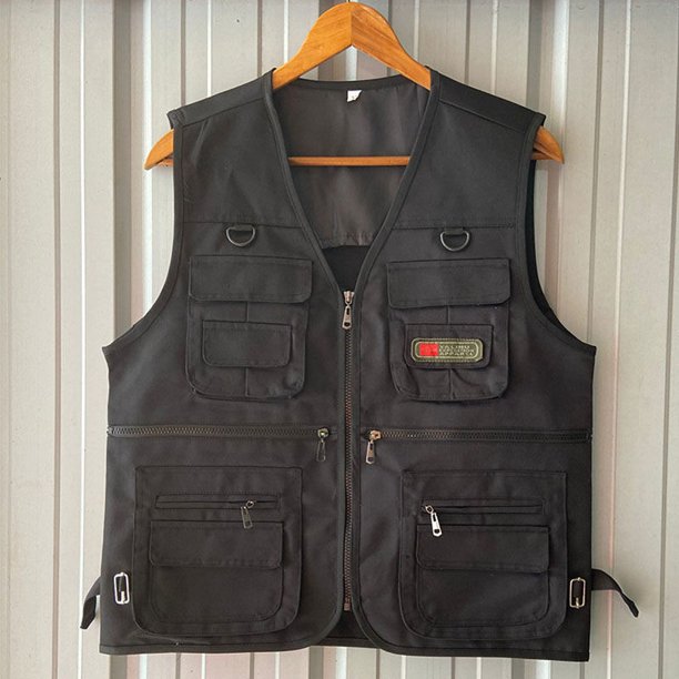 Chaleco de camuflaje con múltiples bolsillos para exteriores, chaleco para hombres, ropa de trabajo de mediana edad y ancianos, chaleco de pesca fino, chaleco de primavera y otoño para hombres