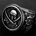thumbnail image 4 of YAZI Stainless Steel Antique Vintage Skull Pirate Knife Death Halloween Cocktail Party Biker Ring, 4 of 9