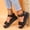 Black, variant on AXXD Women Black Sandals Summer Casual Round Head Comfy Sandals Beach Casual Slipsole Shoes