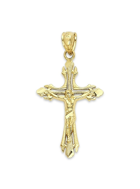 Mens 14k Gold Crucifix Pendant
