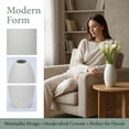 thumbnail image 2 of REGALWOVEN Modern White Ceramic Vase for Home Decor Ribbed Textured Flower Vase for Boho , Minimalist Decorative Vase for Shelf White 3.5"L x 3.5"W x 6.1"H, 2 of 5