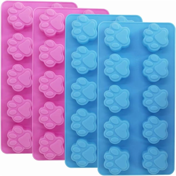 Molde de silicona de grado alimenticio para huellas de patas, SourceTon, juego de 4 paquetes reutilizables para perro, gato, animal, pata, helado, caramelo, chocolate, molde para hornear