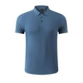 thumbnail image 2 of COSFO Short Sleeve Polo Shirts for Men Big And Tall Ice Silk Performance Blue Tops Pullover Slim Fit Moisture Wicking Button Collared Mens Classic T-Shirt, 2 of 7