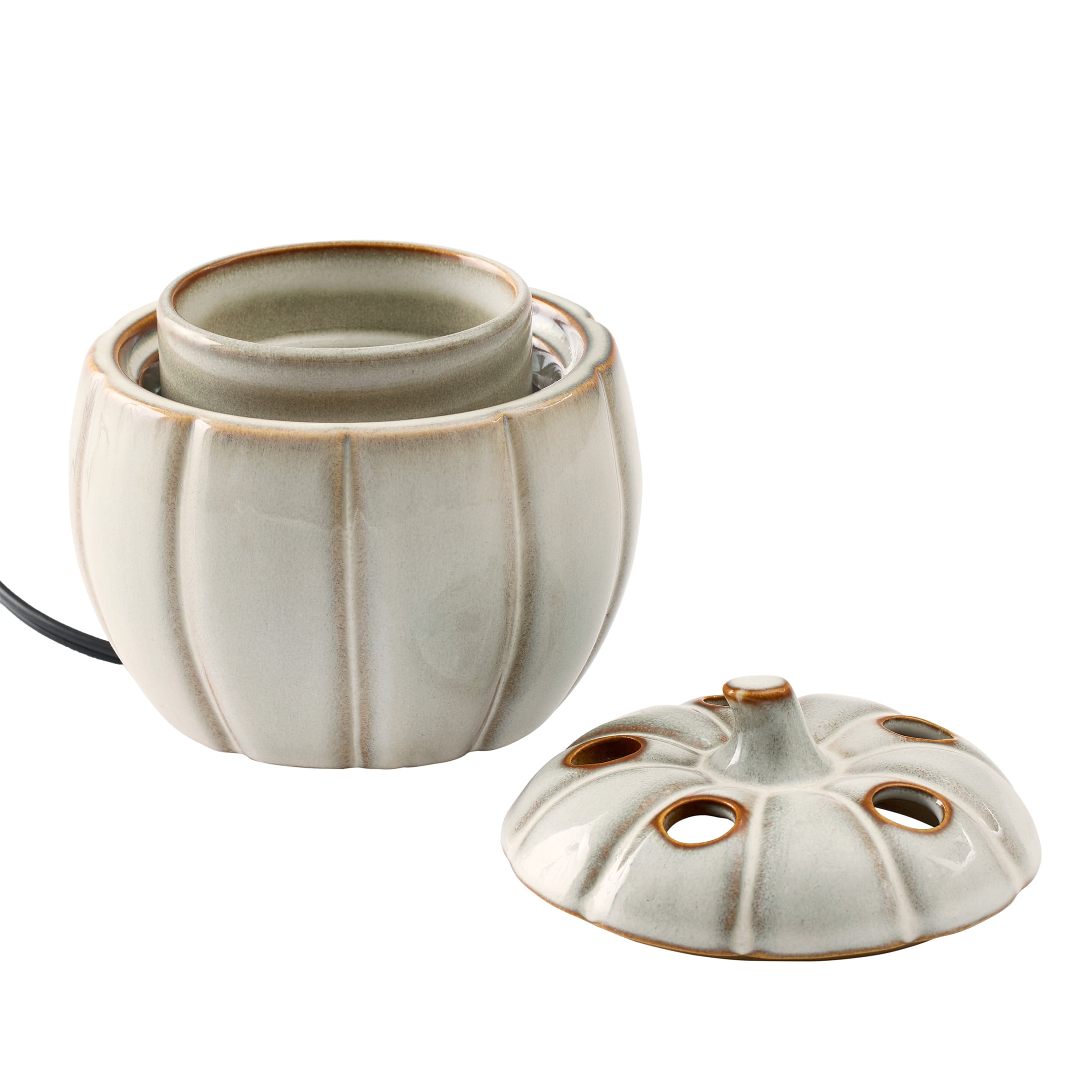 Better Homes & Gardens Reactive Glaze Pumpkin Wax Warmer + Farm Apple Pumpkin Wax Melt Starter Kit