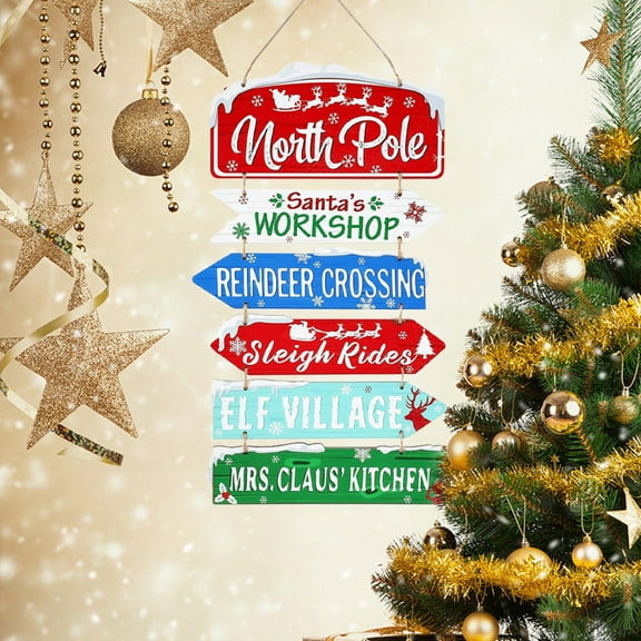 GFHFHITJ Christmas Wooden Hanging Sign Arrowhead Wooden Door Sign Pole Sleigh Ride Winter Holiday Party Outdoor Decorations Sign Decoration.