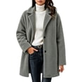 thumbnail image 2 of Women's Fleece Peacoat Plush Notch Lapel Collar Jacket Mid Length Winter Single Button Trench Outerwear, 2 of 4