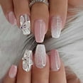 thumbnail image 2 of 24Pcs Press On Nails Wearable Fake Nails Pink Gradient Glitter Butterfly Rhinestones False Nail Full Cover Acrylic Nail Tips FGS, 2 of 7