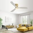 thumbnail image 2 of Sofucor 52 Inch Flush Mount Ceiling Fan with Remote, Reversible Motor,Integrated Light Optional Gold with Washed White Without Light, 2 of 5