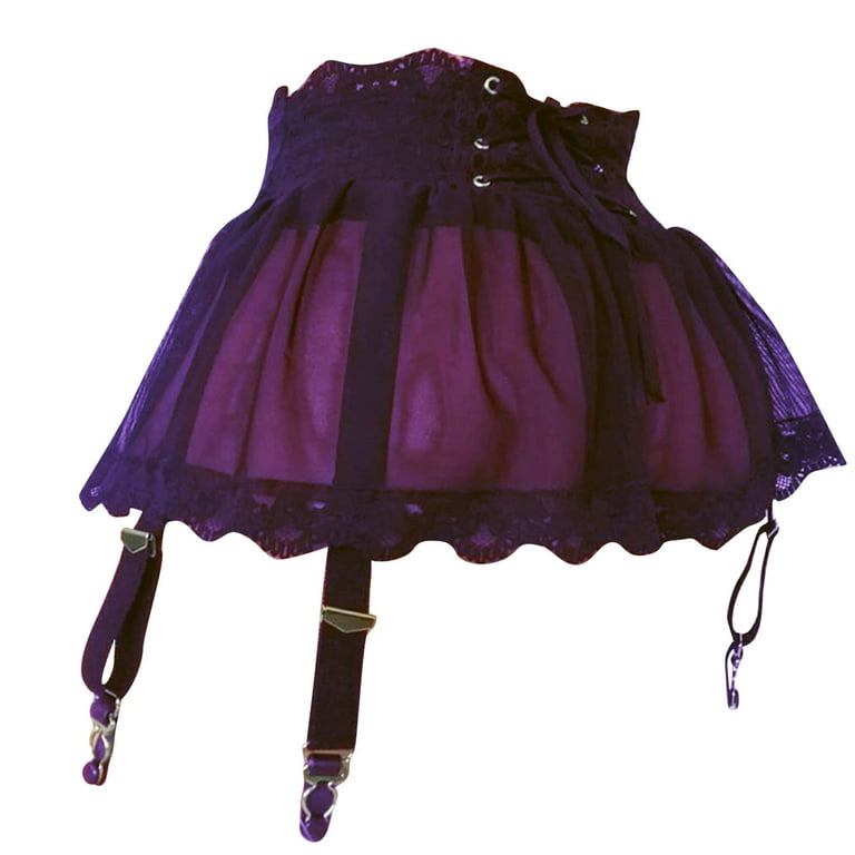 TMOYZQ Women's Sheer Lace Garter Skirt with Suspender Garter