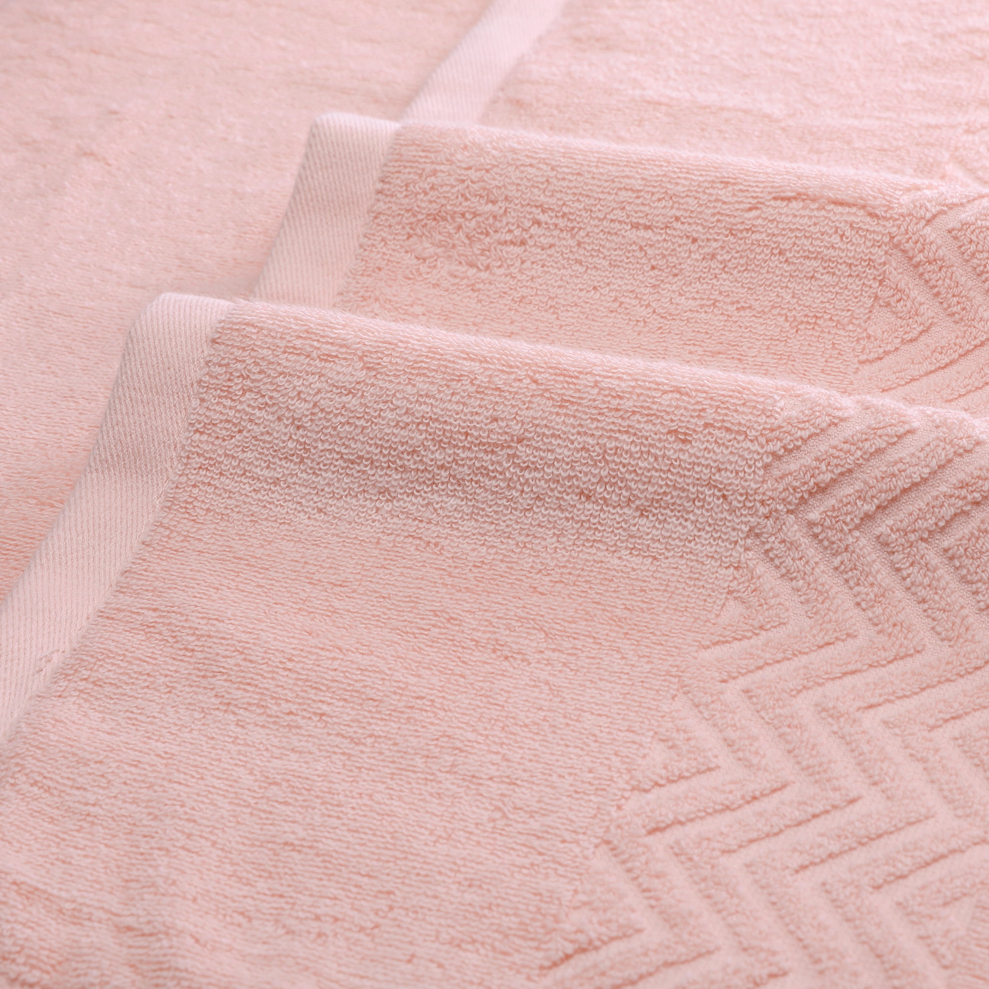 Unique Bargains Textured Comfort Bath Towels Quick Dry Large Plush Towels for Bathroom Pink 28" x 56"
