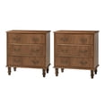 thumbnail image 2 of Tina's Home Transitional Set of 2 Solid Wood End Tables with Vertical Striped Design, Built-in Charging Station - 4 Cherry Drawers, 2 of 9