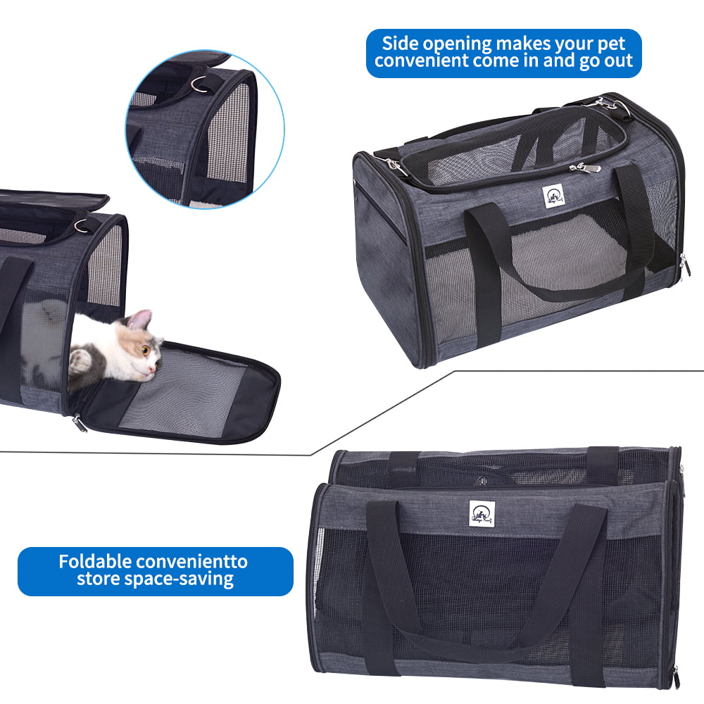 NextFri Soft Sided Carrier for Small Medium Cats Dogs TSA Airline Approved Collapsible Travel Pet Carrier Medium Blue 