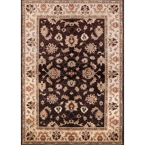 Ahgly Company Indoor Rectangle Mid-Century Modern Red Oriental Area Rugs, 6' x 9'