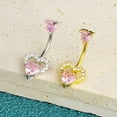 thumbnail image 4 of Dsseng 14G Belly Button Ring Heart Navel Rings Hypoallergenic Belly Button Piercing Pink, 4 of 7
