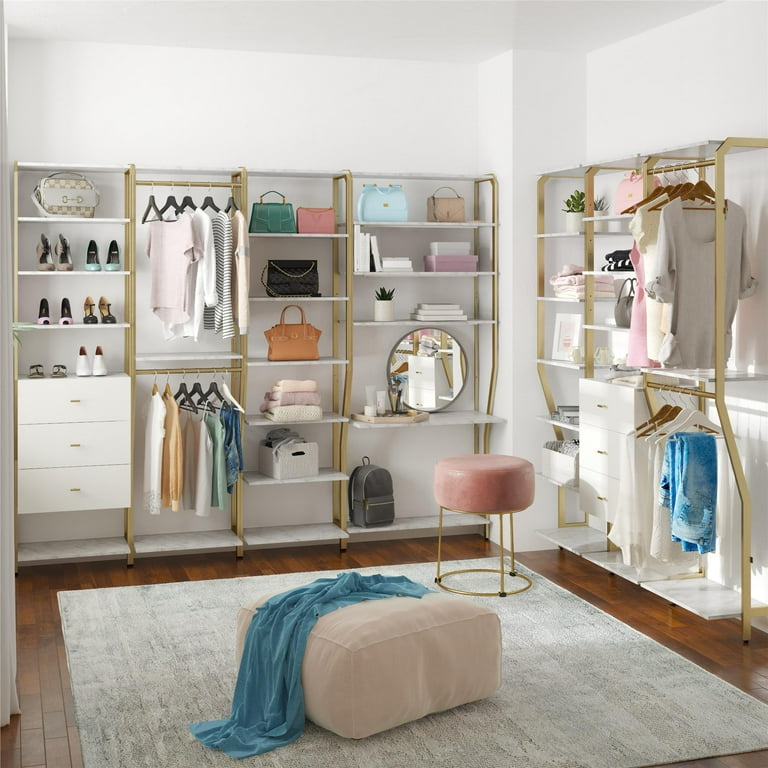 CosmoLiving by Cosmopolitan Gwyneth Closet - Shelves, White Faux