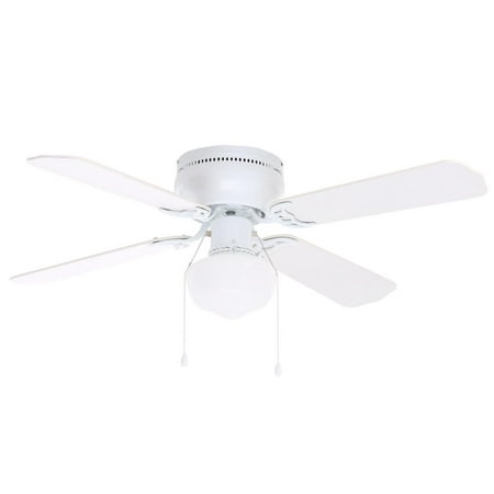 42 In. Led Indoor Ceiling Fan Light Kit 4 Reversible Blades Downrod Mount White