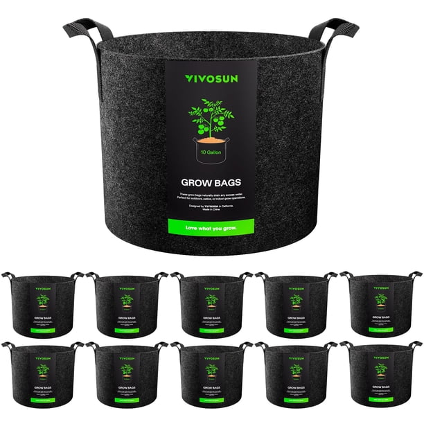 Grow Bags VIVOSUN, paquete de 10 unidades, 37,85 L, tela reforzada para macetas