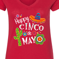 thumbnail image 4 of Inktastic Happy Cinco De Mayo Sombrero, Cactus, Flowers Women's V-Neck T-Shirt, 4 of 5