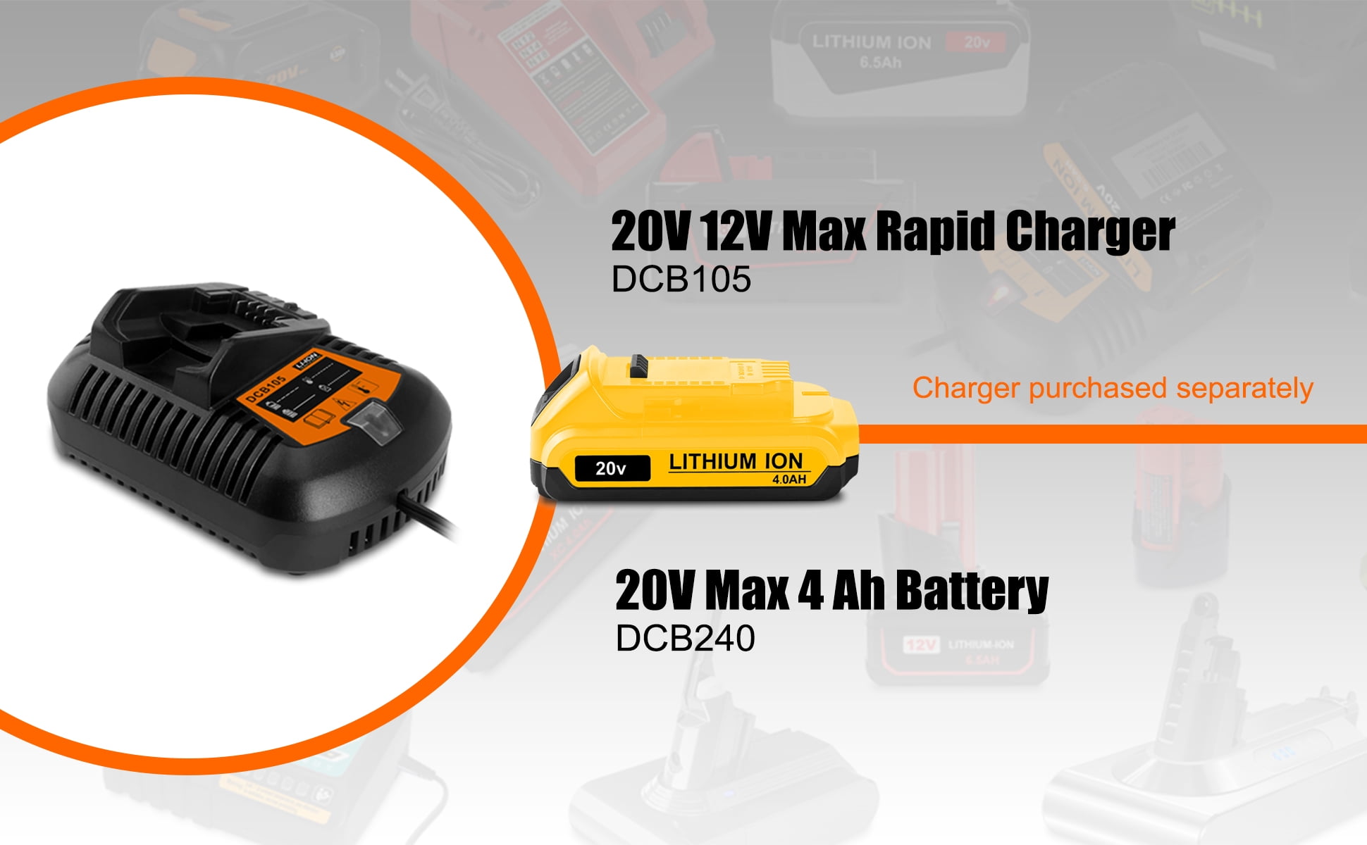 20V Max 4.0Ah Compact Battery DCB230 Replacement for DEWALT 20V Max XR Battery 4.0Ah DC240 DCB204 3.0Ah DCB230 2.0Ah DCB203 1.5Ah DCB201 Lithium Battery