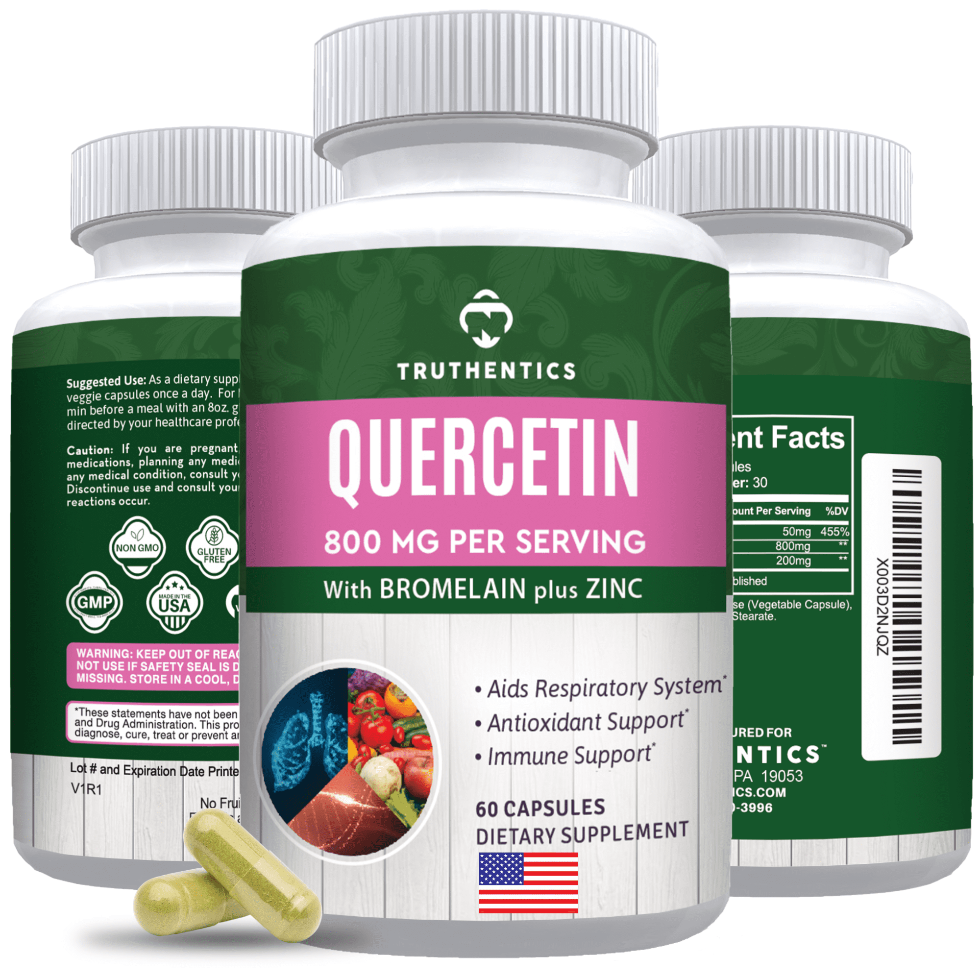 Truthentics Quercetin with Bromelain Zinc Supplement Quercetin 800mg