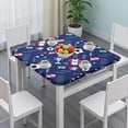 thumbnail image 3 of Blue Soccer Elements Pattern Square Fitted Tablecloth with Elastic Edge,Square Table Cover,Washable Elastic Table Cover for Home Kitchen Party Decor 34"x34", 3 of 6