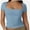 Light blue, variant on Women Square Neck Crop Top Short Sleeve T Shirts Slim Fitted Tops Cute Summer Basic Tees Trendy