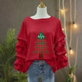 thumbnail image 5 of Yteetum Christmas Sweatshirt for Women Oversized Crewneck Pleated Ruffle Trim Drop Shoulder Pullover Hoodless Sweatshirts Womens Casual Xmas Graphic Print Round Neck Loose Lantern Sleeve Sweatshirts, 5 of 5