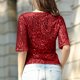 thumbnail image 5 of Fiudx Ofertas Del Día Moda Mujer Moda Media Manga Cuello Redondo Impreso Camiseta Blusa Lentejuelas Sueltas Tops, 5 of 6