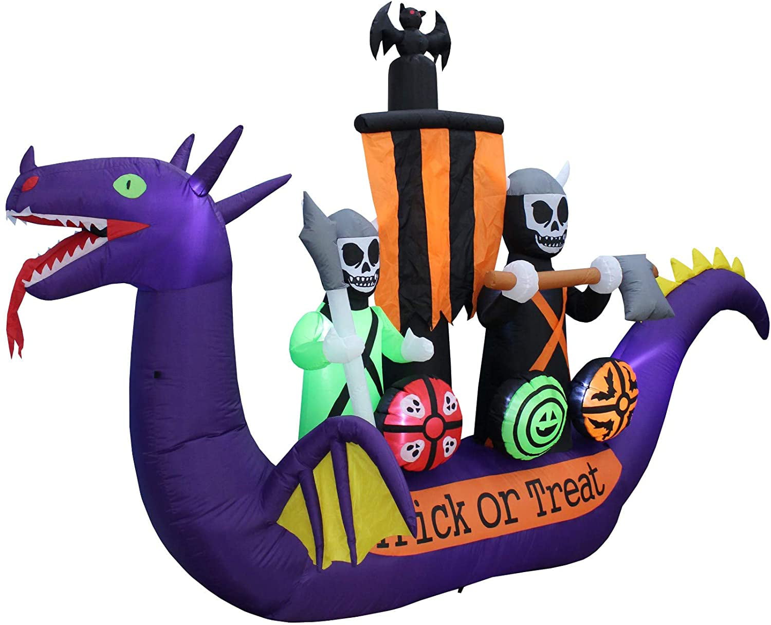The Holiday Aisle Halloween Inflatable Pirate Ship with Skeleton 