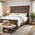 thumbnail image 2 of Benzara Molded Eastern King Headboard with Herringbone Pattern, Dark Brown, 2 of 7