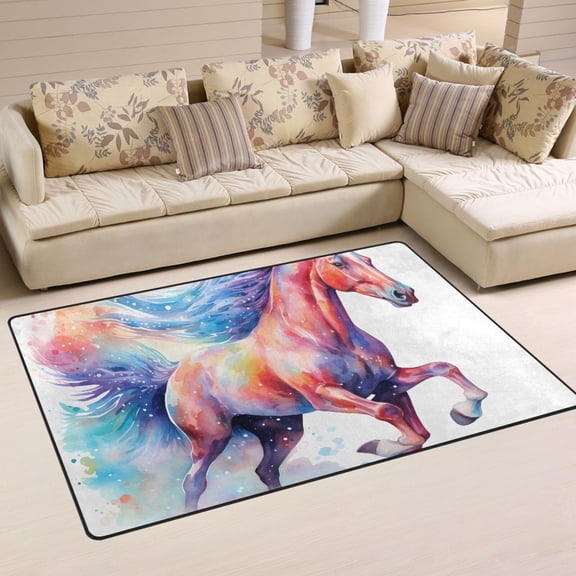 Horse Colorful Area Rug Washable Floor Carpet Mat 60 x 39 inch for Bedroom Living Room Kids Room Home Decor