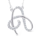 thumbnail image 1 of Collier Pendentif Initial "A" Diamant 18 Pouces Or Blanc 14K, 1 of 2