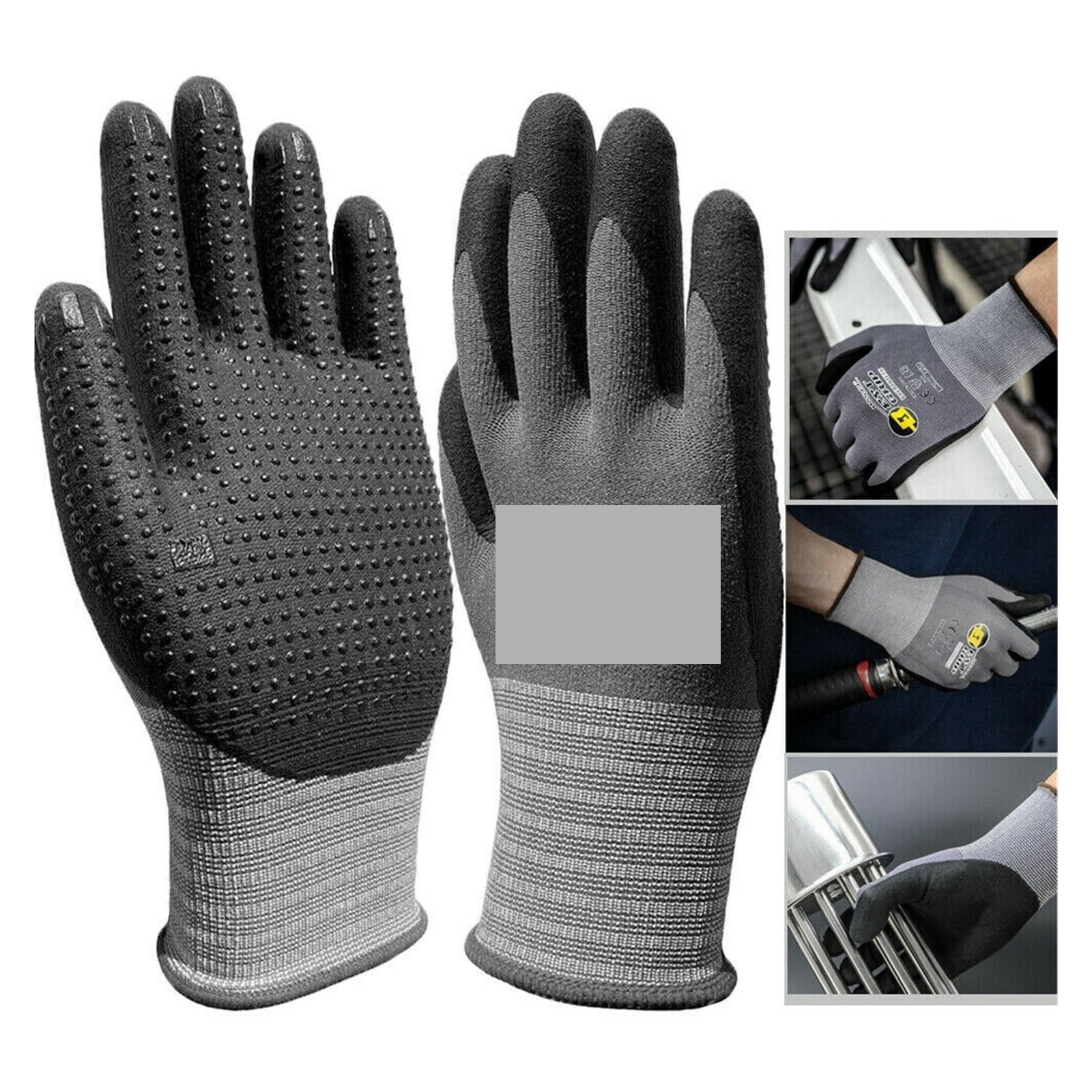 1 Pairs Nylon PU Nitrile Safety Coating Work Gloves Mechanic 15 Gauge Working Gloves Palm Coated Gloves ,Secure Grip