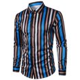 thumbnail image 2 of Mens Lapel Vintage Bottom Shirts Print Button Blouse 2024 Fashion Casual Long Sleeve Tops, 2 of 5