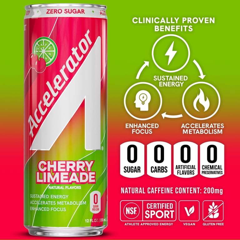 Accelerator Energy Drink, Cherry Limeade 12 fl oz can (12 pack