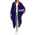thumbnail image 4 of HAPPY BAY Women's Chiffon Beach Solid Sheer Button Down Kimonos Swimsuit Cover up Casual Summer Kimono Beachwear Duster Cardigans for Women 3X-4X Navy, Solid, 4 of 5