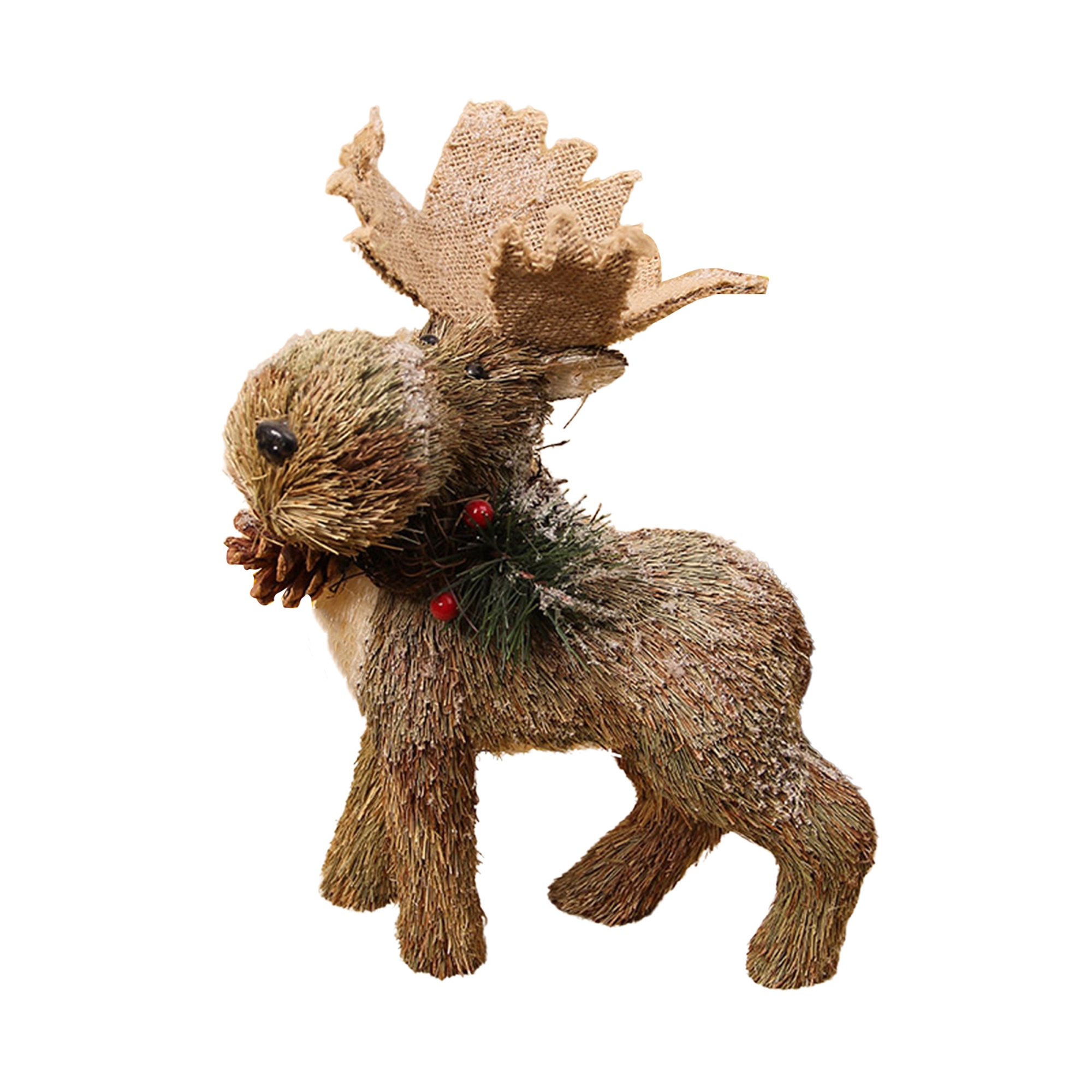 Christmas Straw Sisal Elk Deer Figurine Decoration Cute Straw Braid